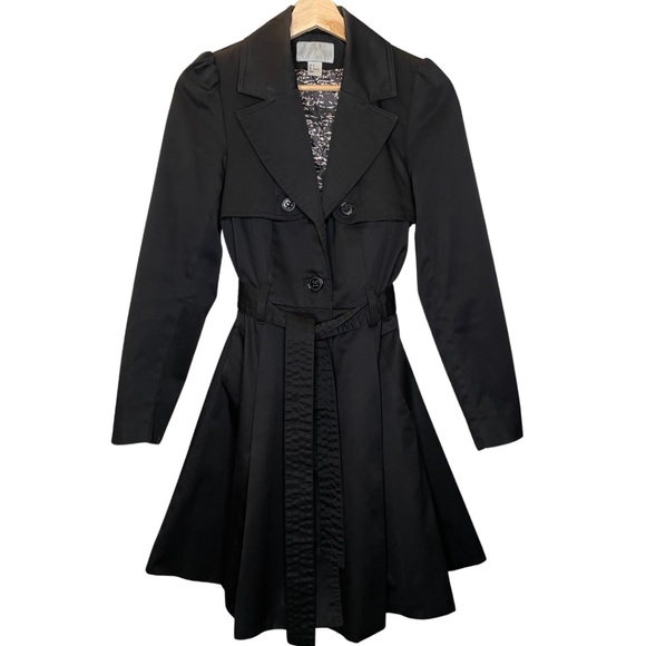 BLACK Flared Trench Coat - Picture 1 of 5